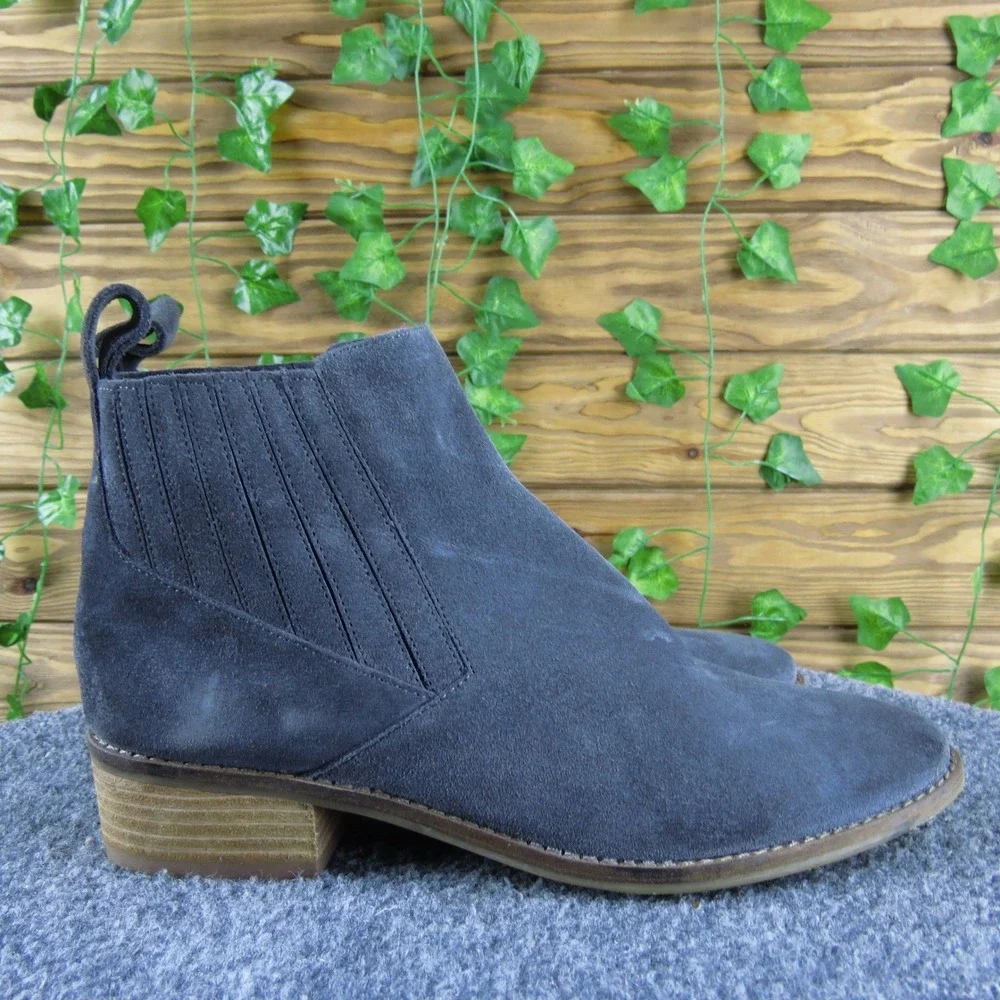 Dolce Vita Suede Ankle Boots Women 8.5 Gray Slip On‎ Low Heel Casual Booties